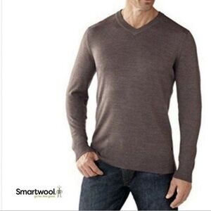 SMARTWOOL Brown Kiva Ridge V-Neck Long Sleeve
Merino Blend Sweater Men's XL
